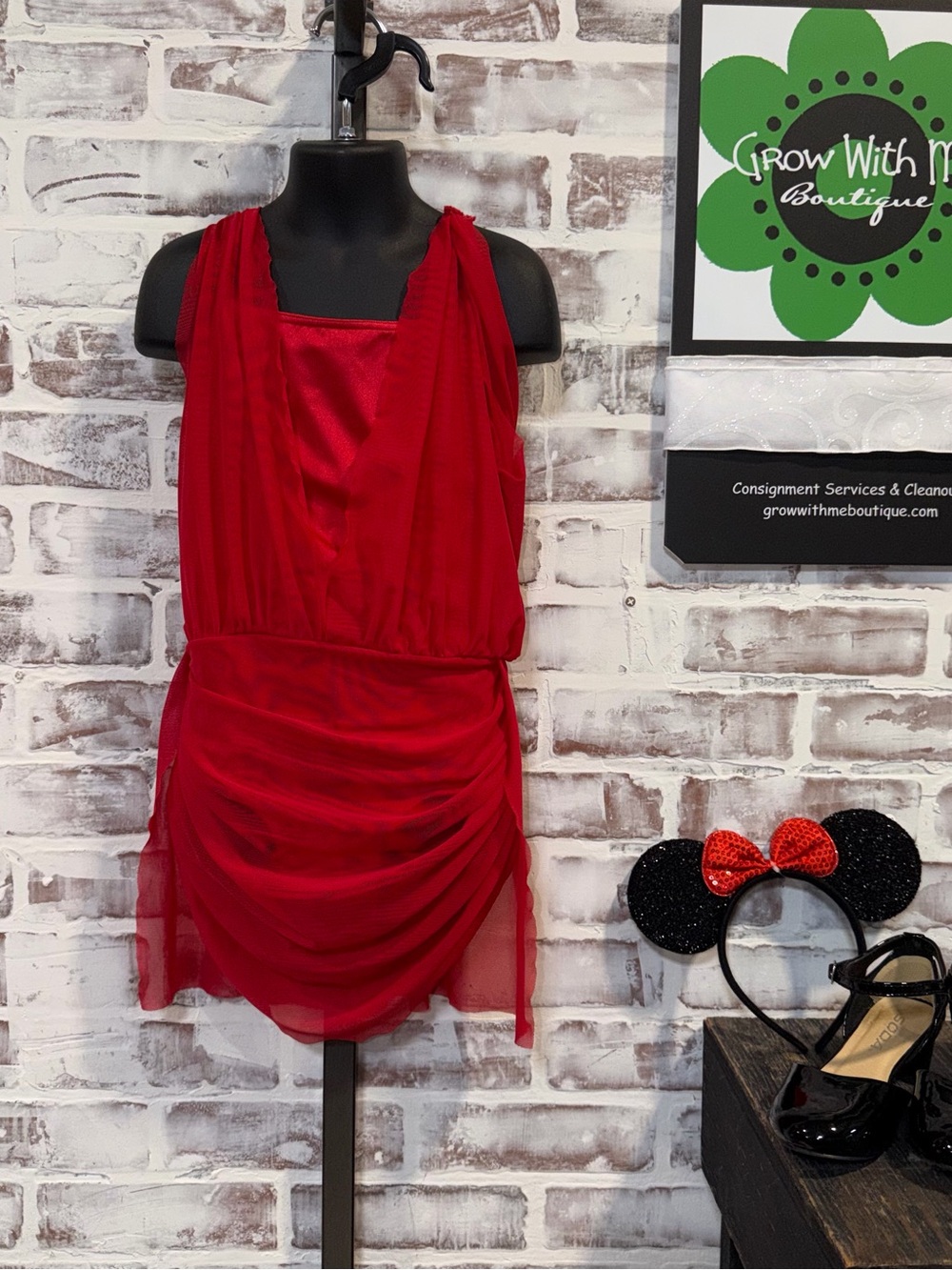 balera Red Sleeveless Ruched Mini Dress MC medium child